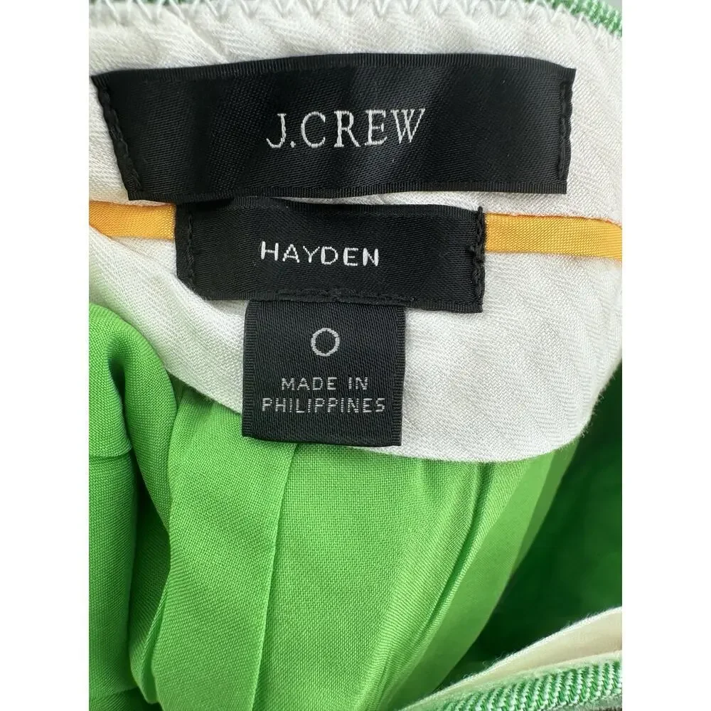 J.Crew Hayden Green Linen Blend Cropped Pants Women’s Size 0 Summer Trouser - Picture 7 of 9